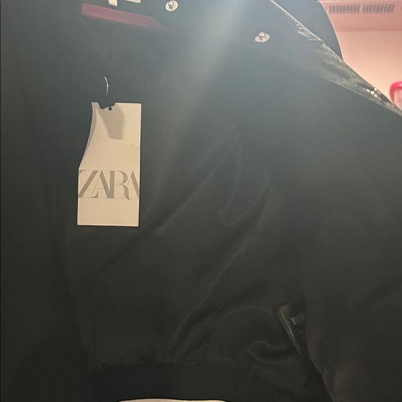 Zara Women's Chic Black Motto Collar Jacket - Picture 6 of 6